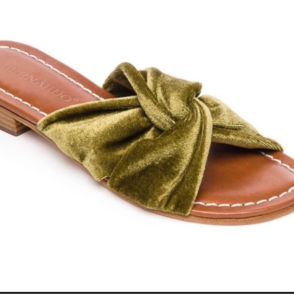 Bernardo Velvet Slide Sandals - Olive
